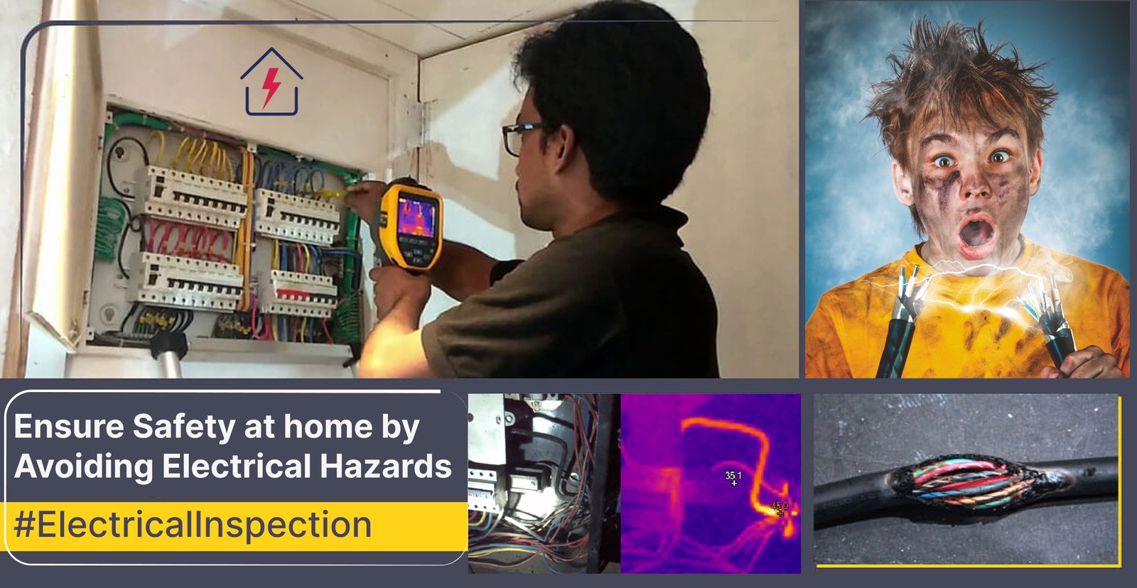 Visual vs. Infrared comparison of overheating breakers and wires